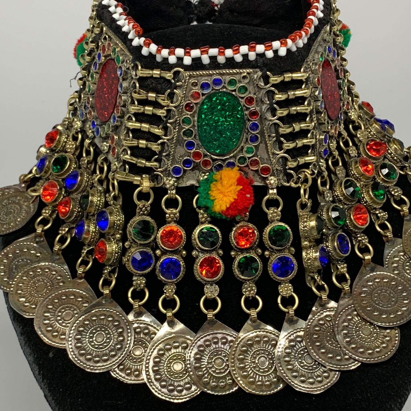 245g, 12"x5"Kuchi Choker Necklace Multi-Color Tribal Gypsy Bohemian,B14053