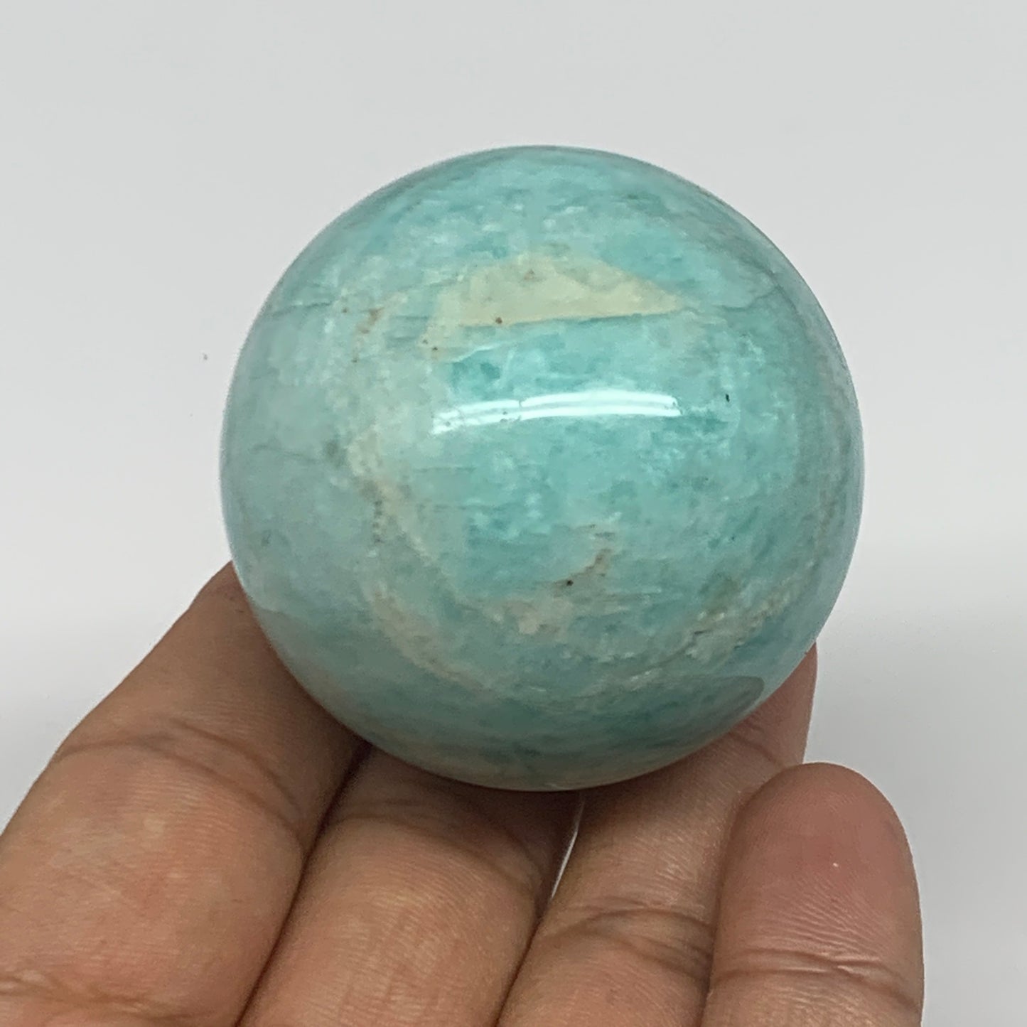 136.3g, 1.9" (47mm), Small Amazonite Sphere Ball Gemstone from Madagascar, B1578