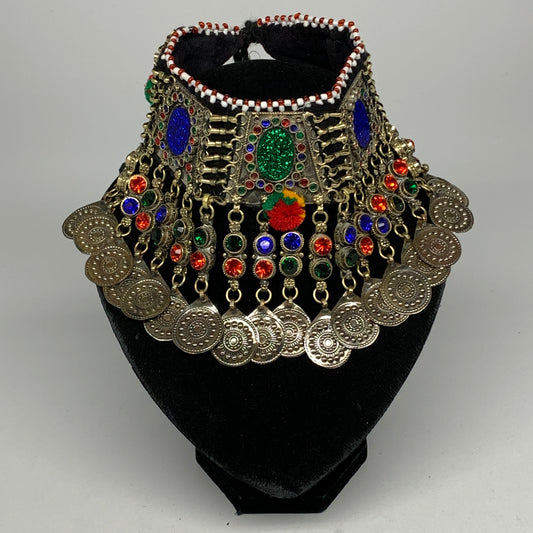 240g, 12"x5"Kuchi Choker Necklace Multi-Color Tribal Gypsy Bohemian,B14054