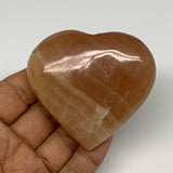 148.1g, 2.5"x2.7"x1" Honey Calcite Heart Gemstones from Pakistan, B24430