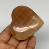 148.1g, 2.5"x2.7"x1" Honey Calcite Heart Gemstones from Pakistan, B24430