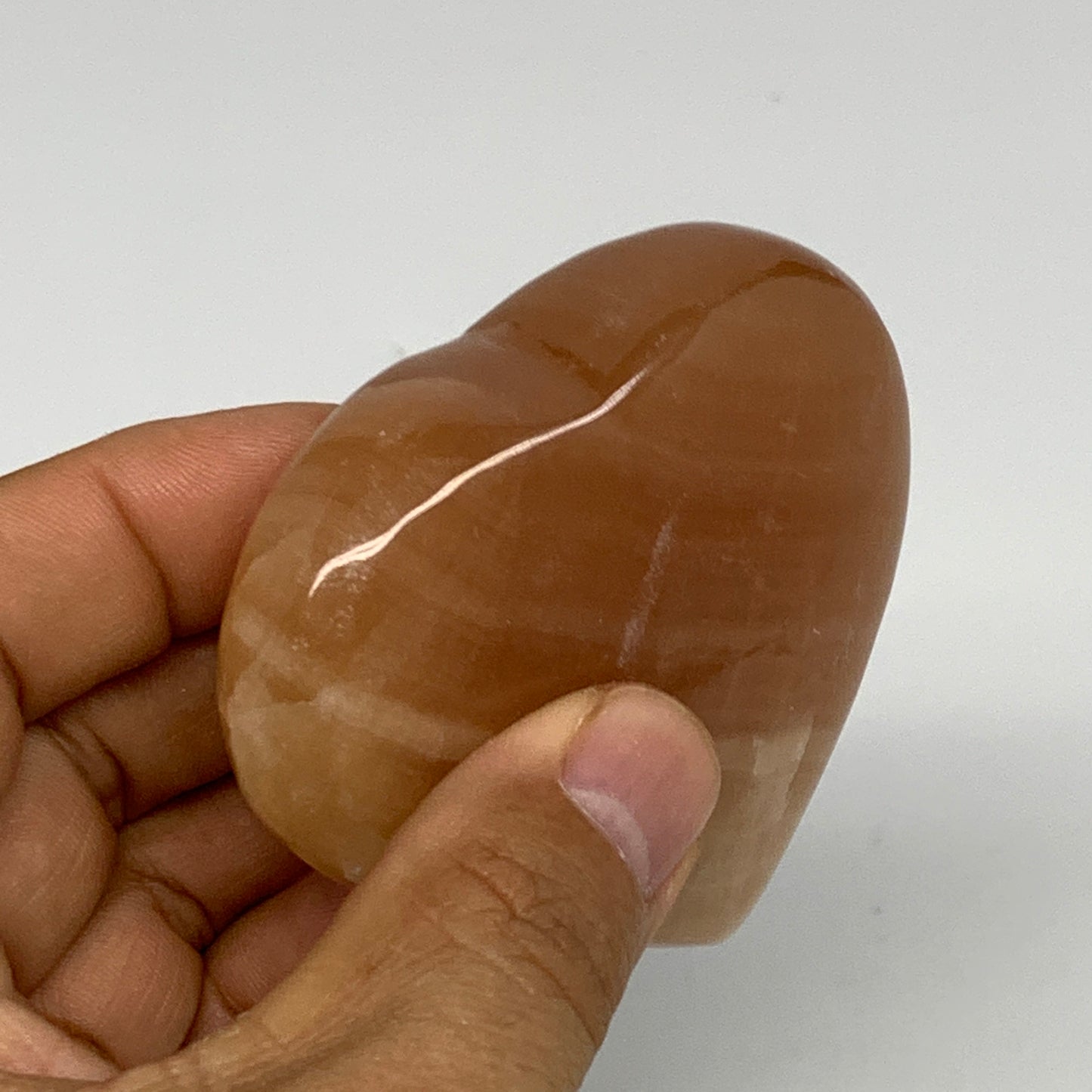 148.1g, 2.5"x2.7"x1" Honey Calcite Heart Gemstones from Pakistan, B24430