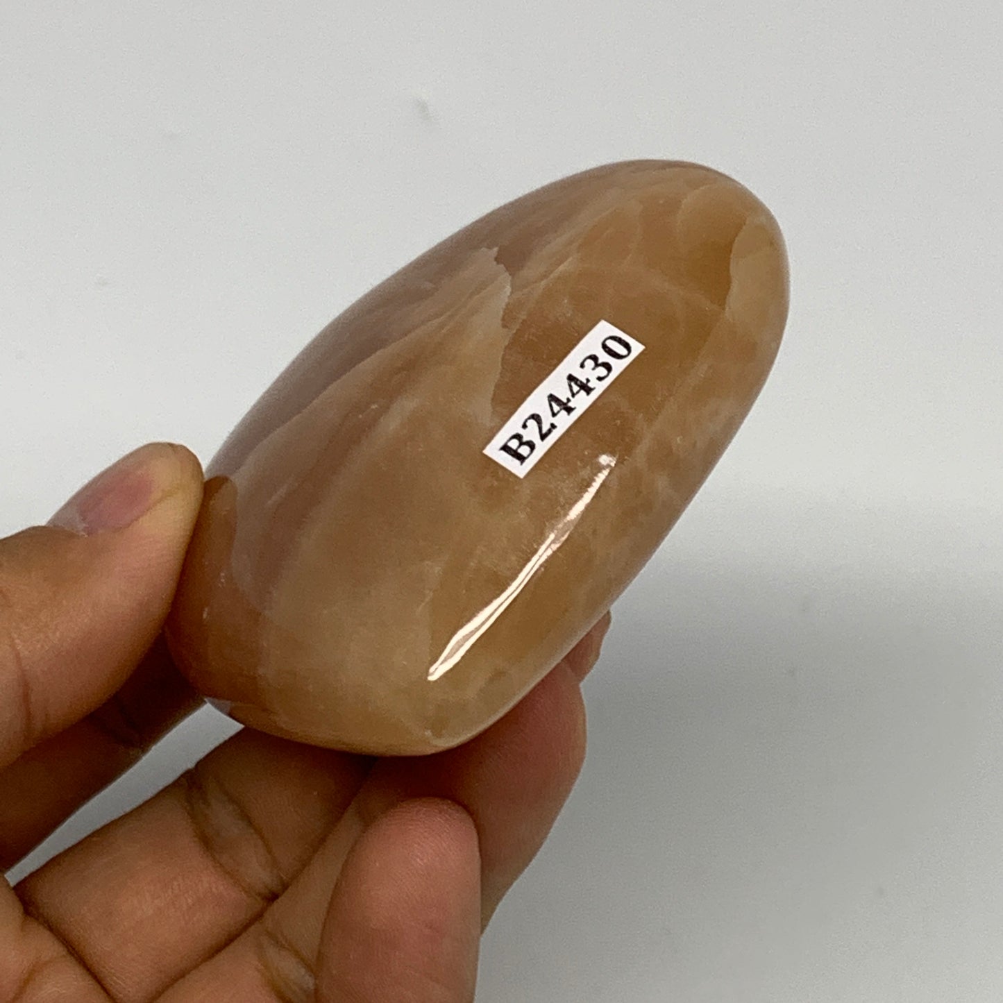 148.1g, 2.5"x2.7"x1" Honey Calcite Heart Gemstones from Pakistan, B24430