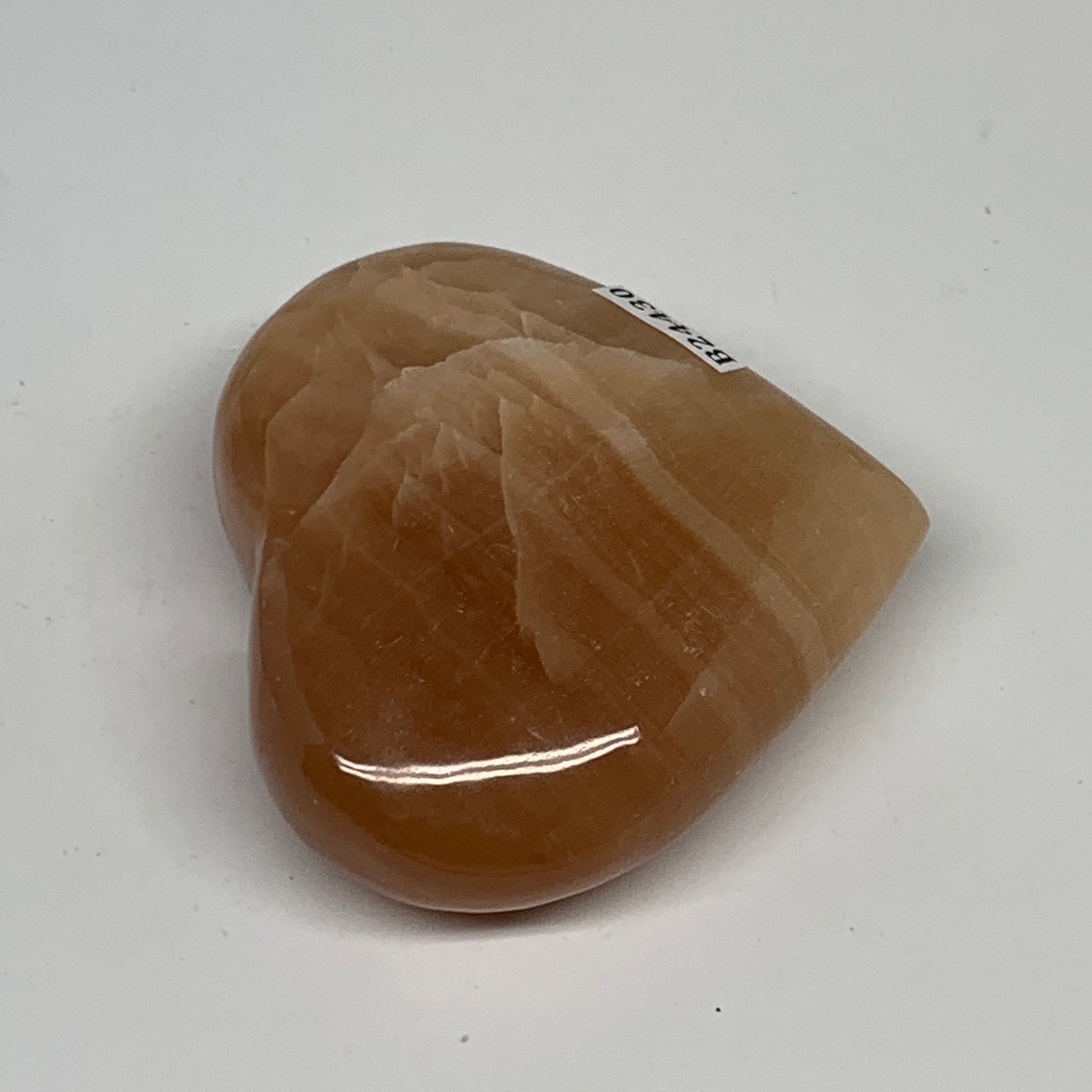 148.1g, 2.5"x2.7"x1" Honey Calcite Heart Gemstones from Pakistan, B24430