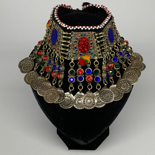 240g, 12"x5"Kuchi Choker Necklace Multi-Color Tribal Gypsy Bohemian,B14055