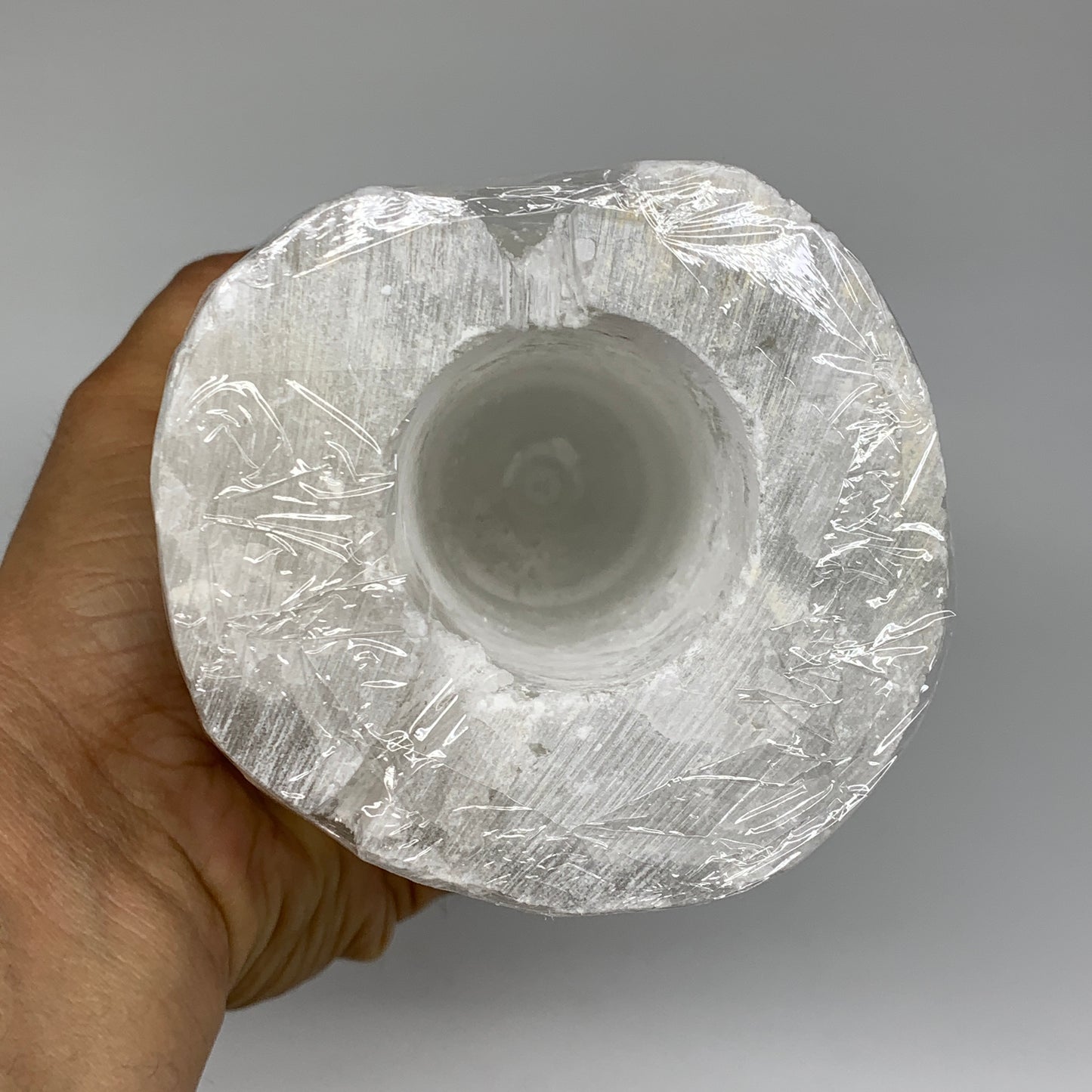6.3 lb,11.75"x3.3" White Selenite (Satin Spar) Rough Lamp W/Chord @Morocco,B1240