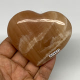 180.2g, 2.6"x3"x1" Honey Calcite Heart Gemstones from Pakistan, B24431