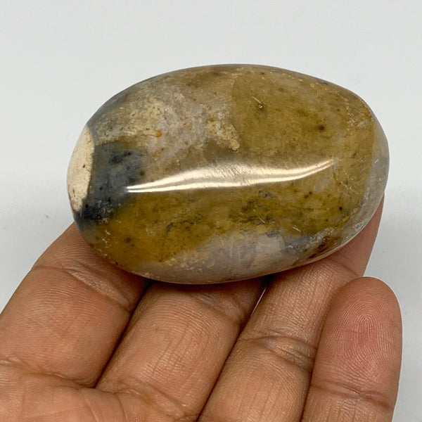 80.5g, 2.2"x1.5"x1", Yellow Ocean Jasper Palm-Stone @Madagascar, B18123