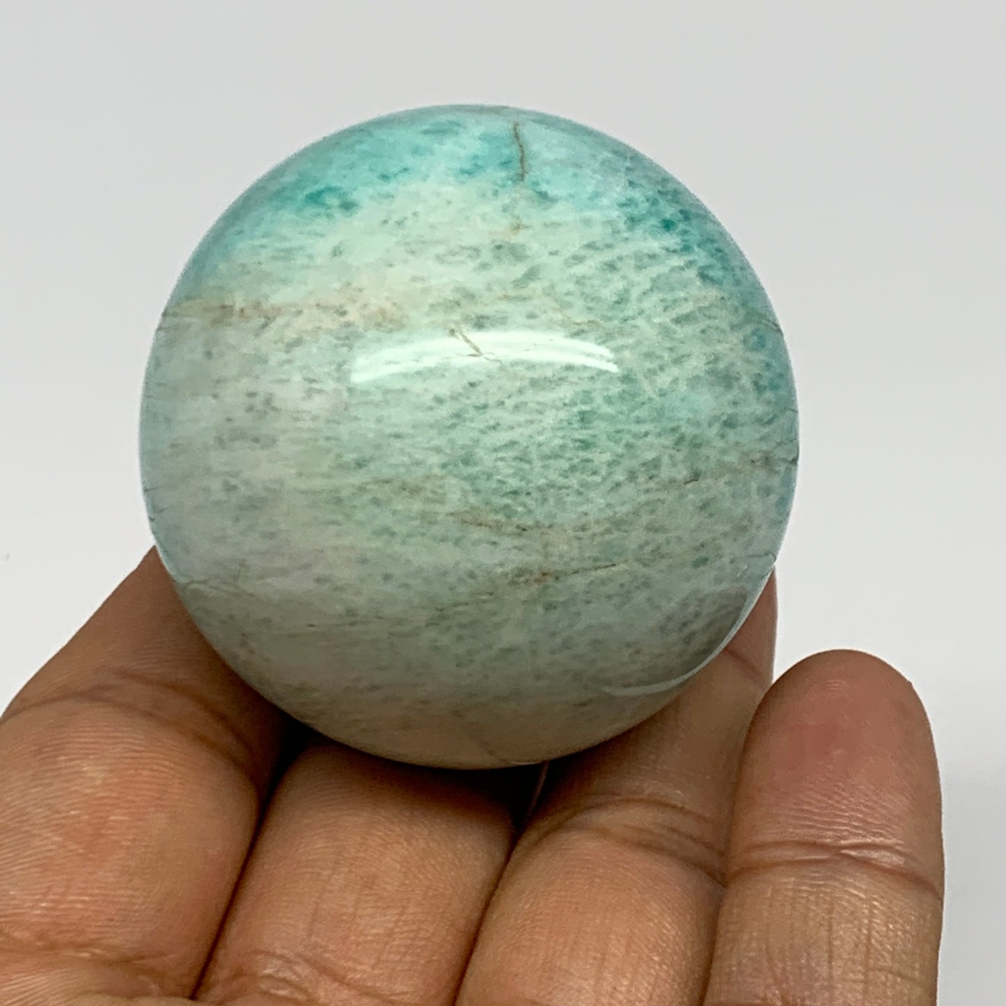 132.5g, 1.8" (46mm), Amazonite Sphere Ball Gemstone from Madagascar, B15792