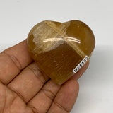 83.4g, 1.8"x1.9"x1" Honey Calcite Heart Gemstones from Pakistan, B24432