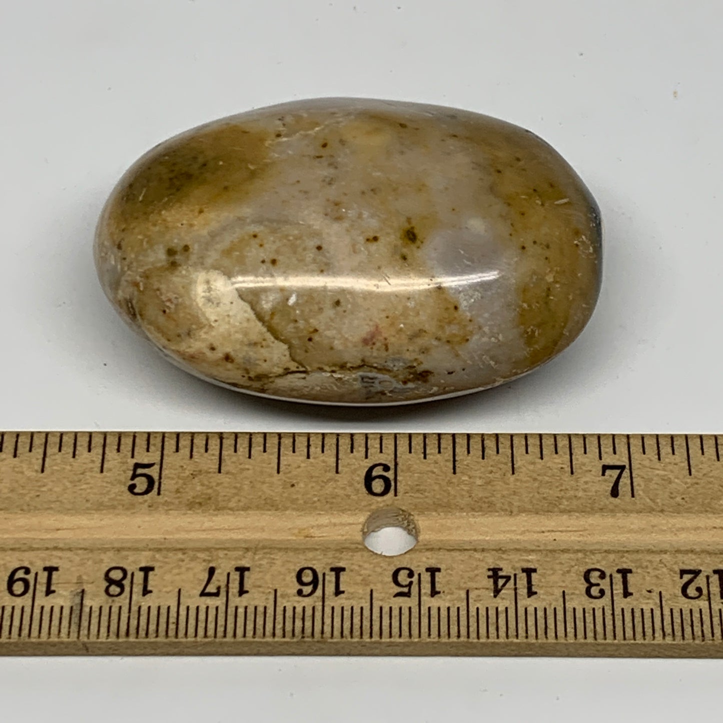 80.5g, 2.2"x1.5"x1", Yellow Ocean Jasper Palm-Stone @Madagascar, B18123