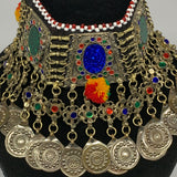 195g, 12"x4.75"Kuchi Choker Necklace Multi-Color Tribal Gypsy Bohemian,B14057