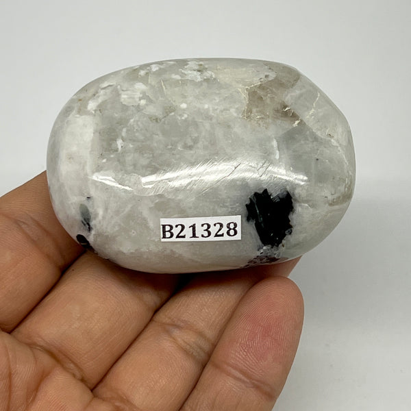 100.7g,2.3"x1.7"x1", Rainbow Moonstone Palm-Stone Polished from India, B21328