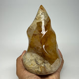 885g,5.8"x3.6"x2.6" Golden Healer Quartz Flame Crystal @Madagascar, B19537