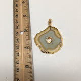 50.5 cts Agate Druzy Slice Geode Pendant Electroplated Gold Plated @India, D326 - watangem.com