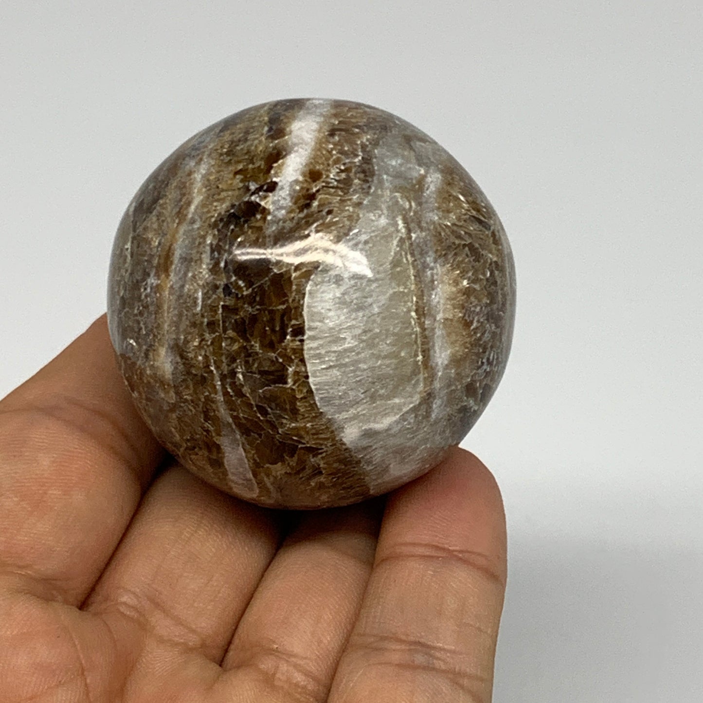 114.5g, 1.8" (45mm), Chocolate/Gray Onyx Sphere Ball Gemstone @Morocco, B18894