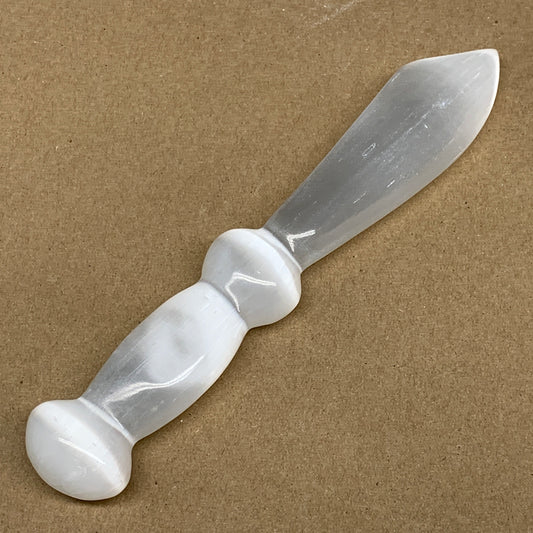 197.2g,8.75"x1.4"x0.9"Natural Selenite Crystal Knife (Satin Spar) @Morocco,B9172