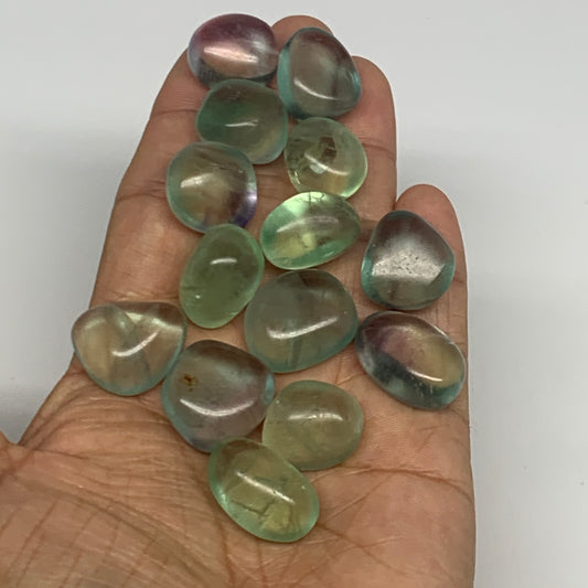 110.4g, 0.7"-1", 11pcs, Green Fluorite Crystal Tumbled Stones, B26932