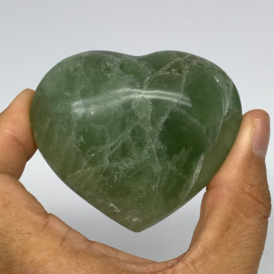 167.5g, 2.2" x 2.5" x 1.3" Fluorite Heart Healing Crystal @Madagascar, B17361