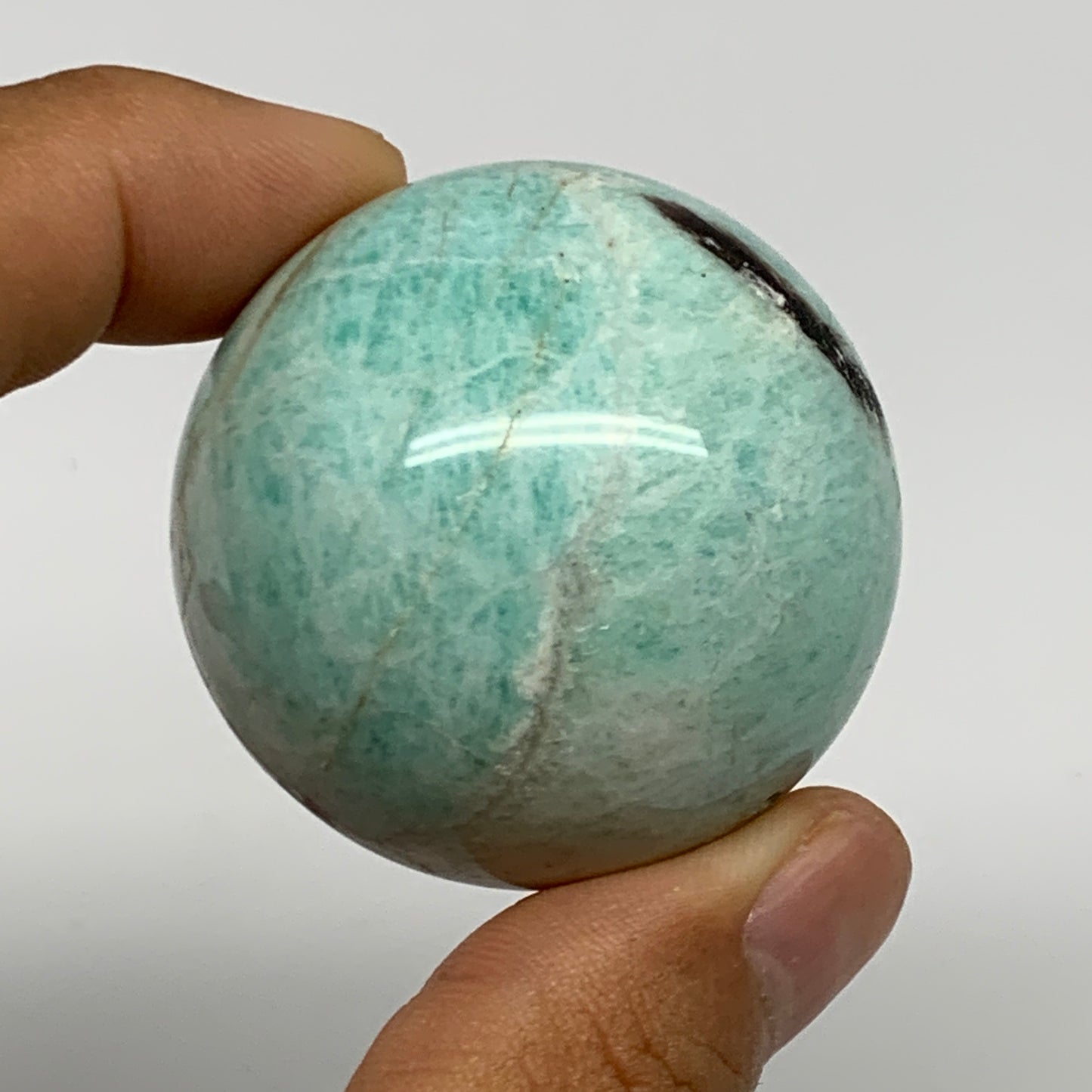 98.8g, 1.7" (42mm), Small Amazonite Sphere Ball Gemstone from Madagascar, B15796