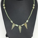 13.1g,2mm-28mm, Small Green Serpentine Arrowhead Beaded Necklace,20&quot;,NPH236