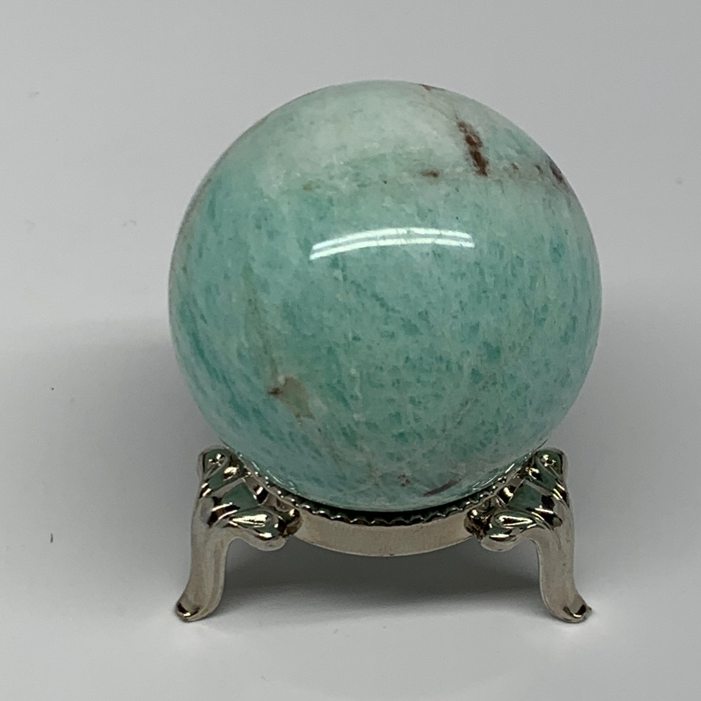 98.8g, 1.7" (42mm), Small Amazonite Sphere Ball Gemstone from Madagascar, B15796