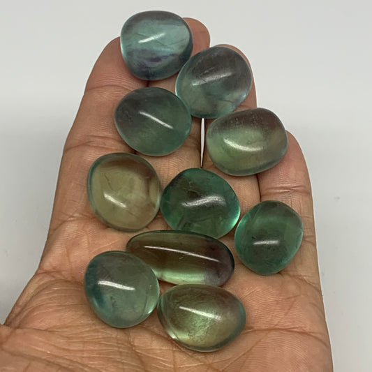 107.6g, 0.6"-1.1", 10pcs, Green Fluorite Crystal Tumbled Stones, B26934