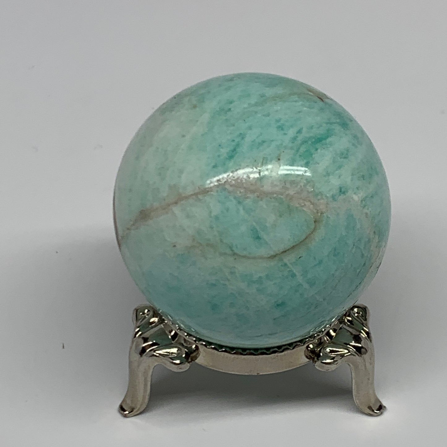 98.8g, 1.7" (42mm), Small Amazonite Sphere Ball Gemstone from Madagascar, B15796