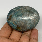 135g, 2.4"x1.9"x1" Blue Apatite Palm-Stone Polished from Madagascar, B16574