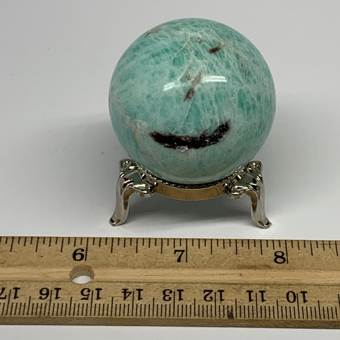 98.8g, 1.7" (42mm), Small Amazonite Sphere Ball Gemstone from Madagascar, B15796