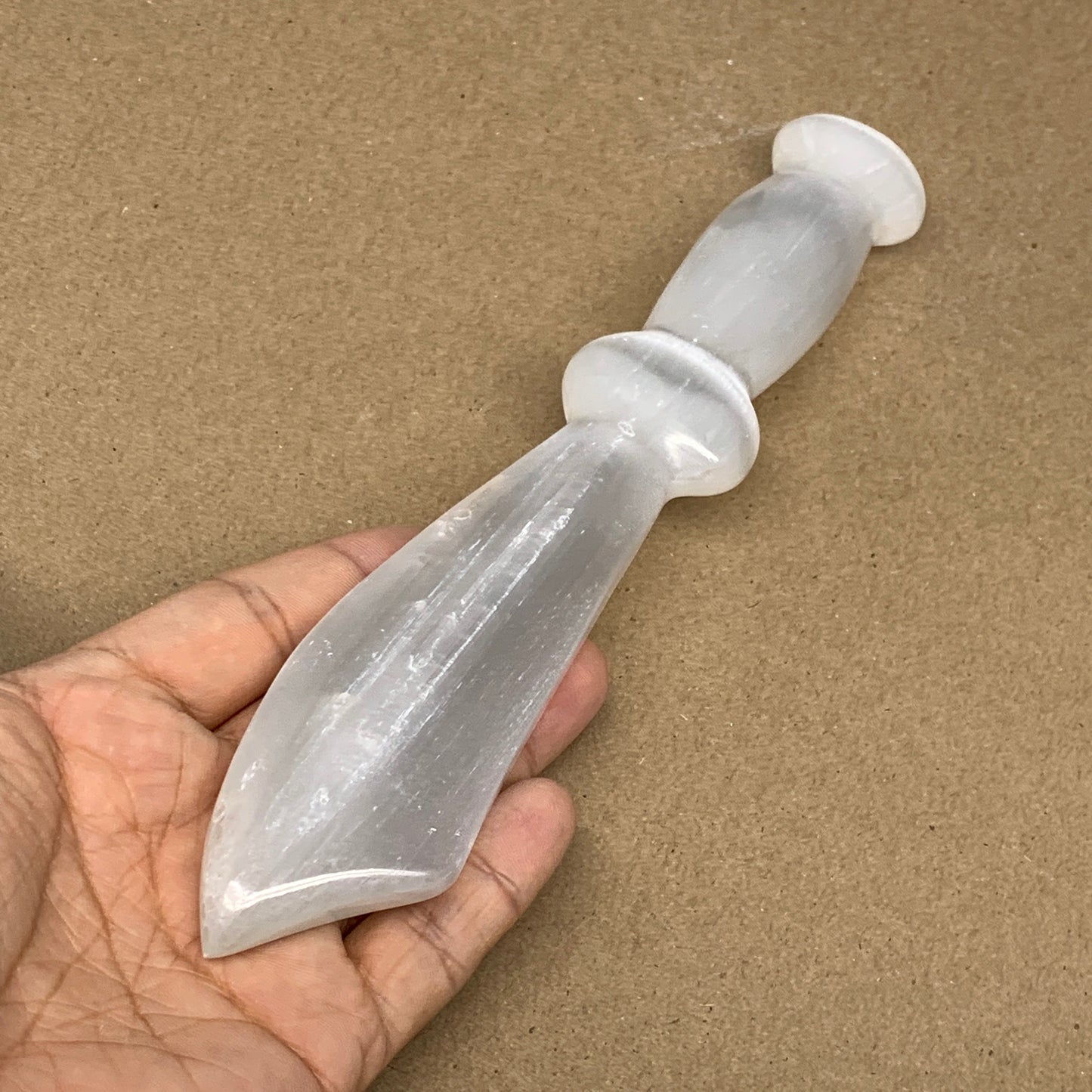 190.4g,8.3"x1.4"x0.8"Natural Selenite Crystal (Satin Spar) @Morocco,B9174