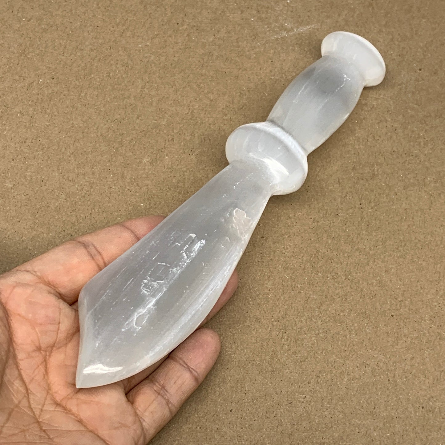 190.4g,8.3"x1.4"x0.8"Natural Selenite Crystal (Satin Spar) @Morocco,B9174