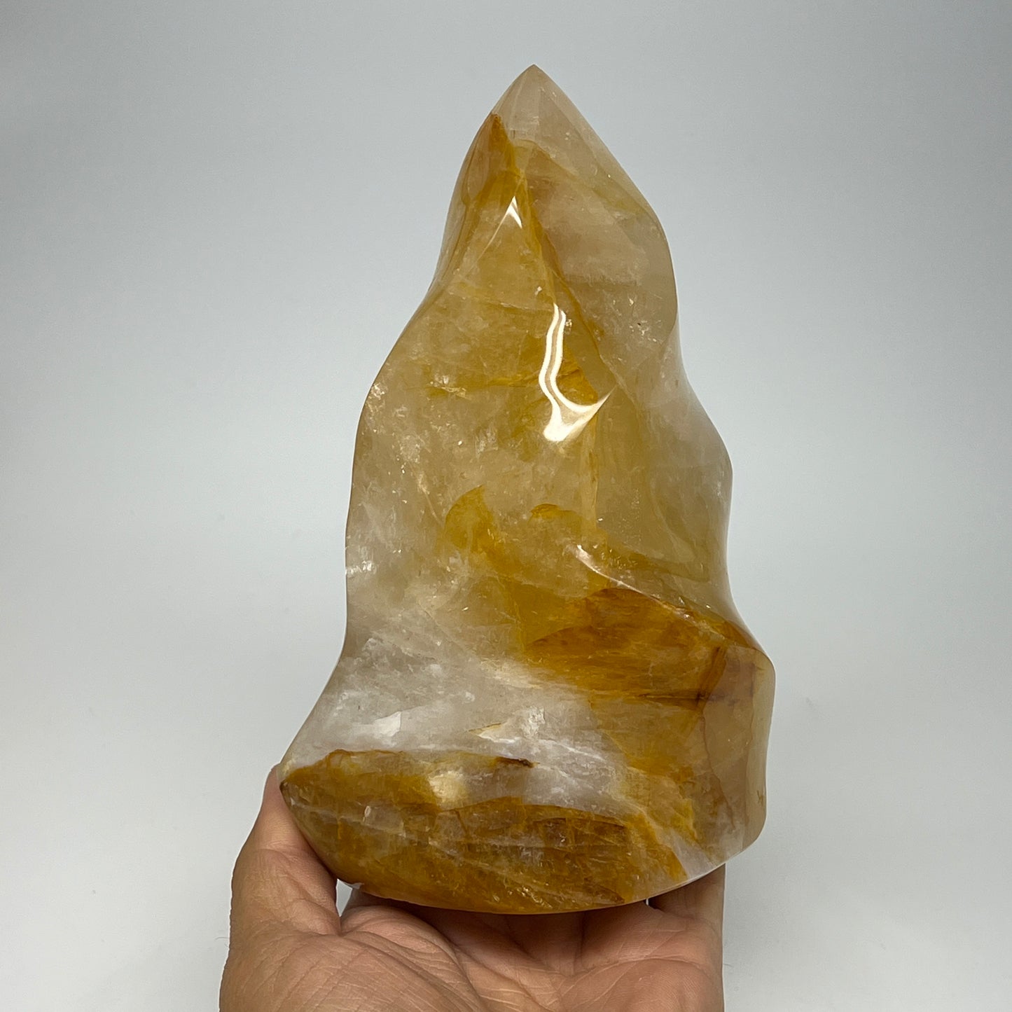 1150g,6.25"x4"x2.8" Golden Healer Quartz Flame Crystal @Madagascar, B19540