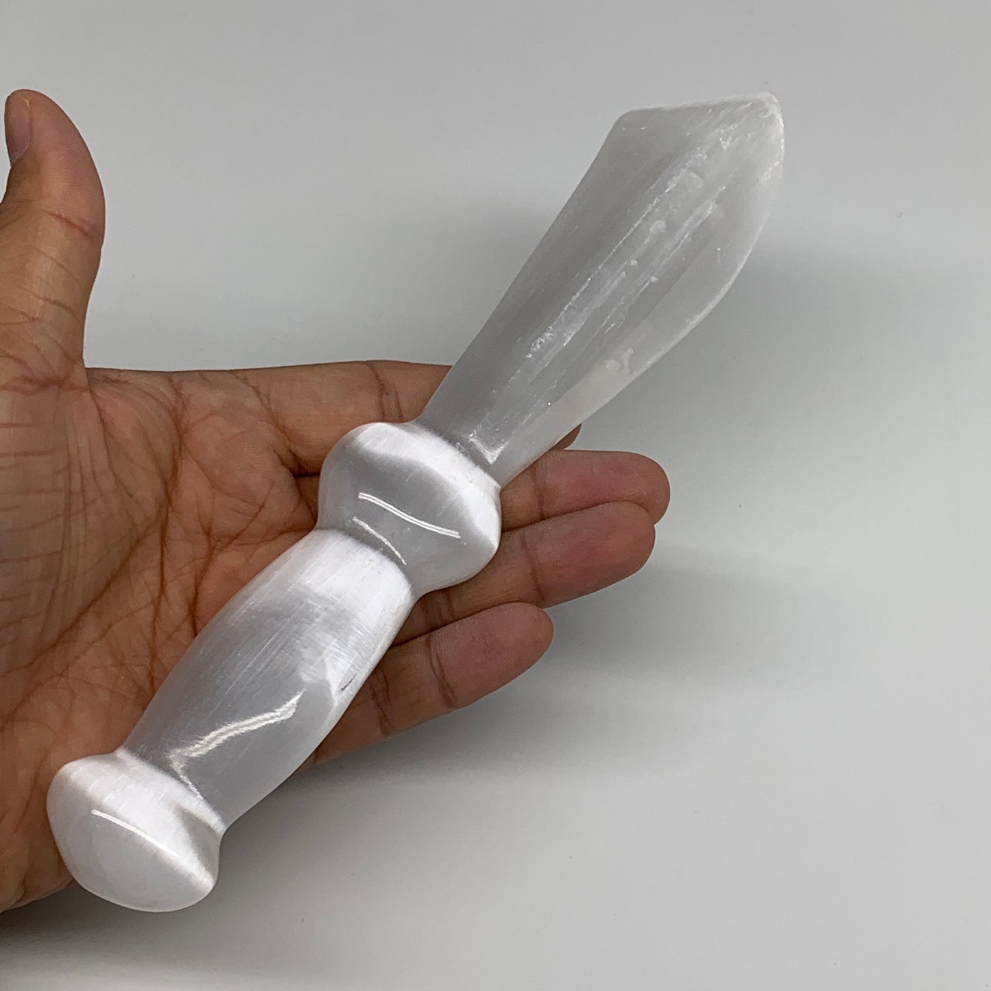 190.4g,8.3"x1.4"x0.8"Natural Selenite Crystal (Satin Spar) @Morocco,B9174