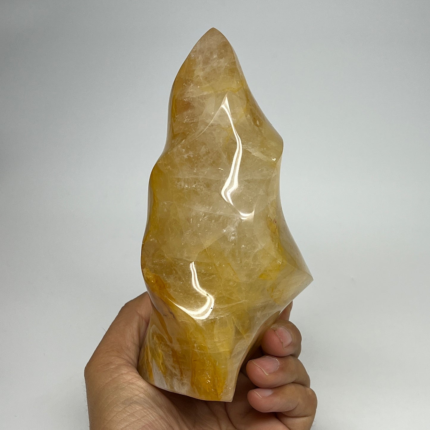 1150g,6.25"x4"x2.8" Golden Healer Quartz Flame Crystal @Madagascar, B19540