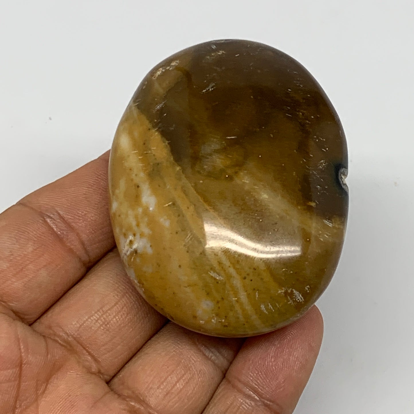 103.2g, 2.5"x1.9"x1", Yellow Ocean Jasper Palm-Stone @Madagascar, B18128