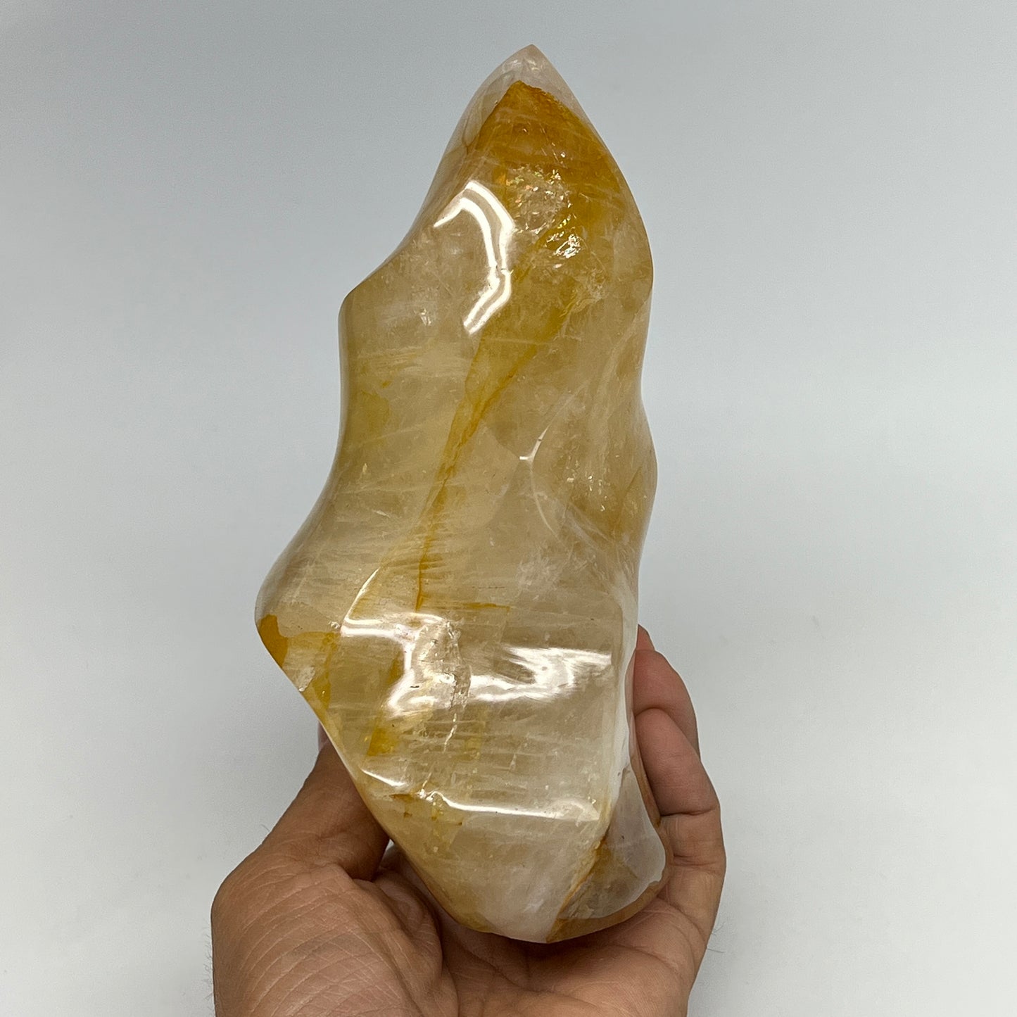 1150g,6.25"x4"x2.8" Golden Healer Quartz Flame Crystal @Madagascar, B19540