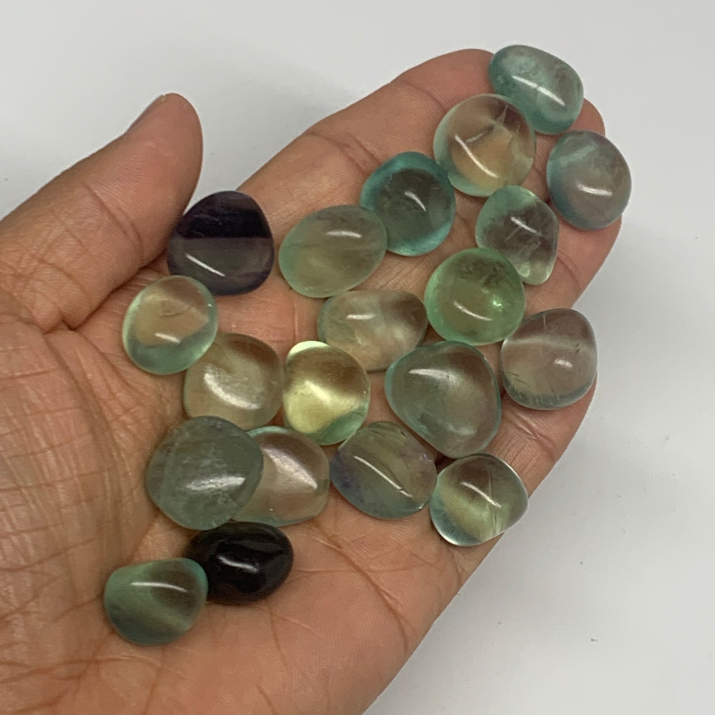 115.9g, 0.6"-0.9", 20pcs, Green Fluorite Crystal Tumbled Stones, B26935