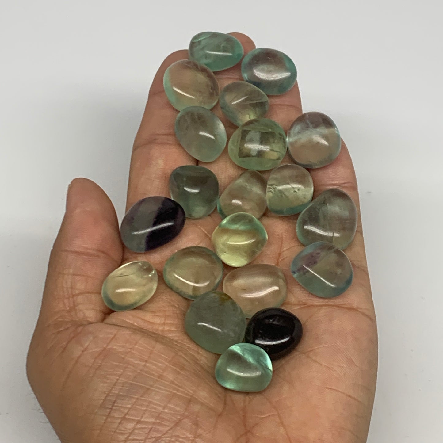 115.9g, 0.6"-0.9", 20pcs, Green Fluorite Crystal Tumbled Stones, B26935