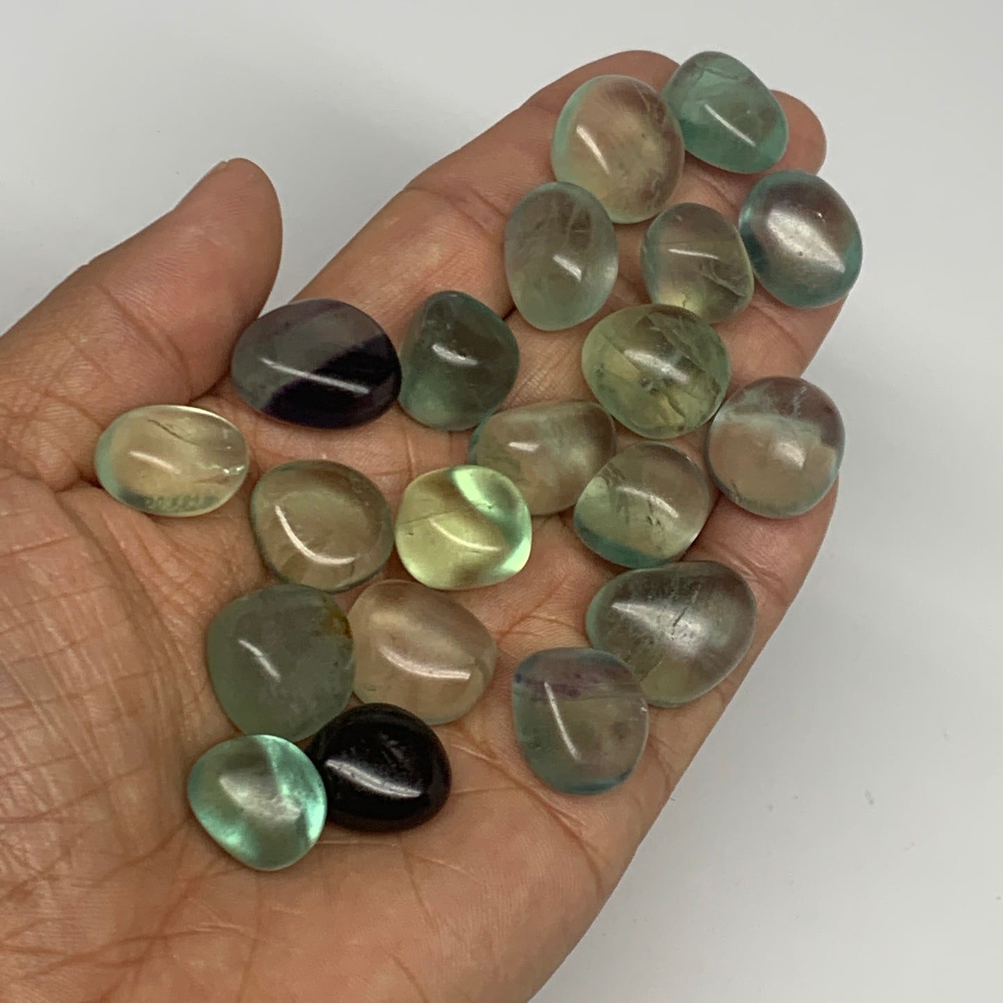 115.9g, 0.6"-0.9", 20pcs, Green Fluorite Crystal Tumbled Stones, B26935