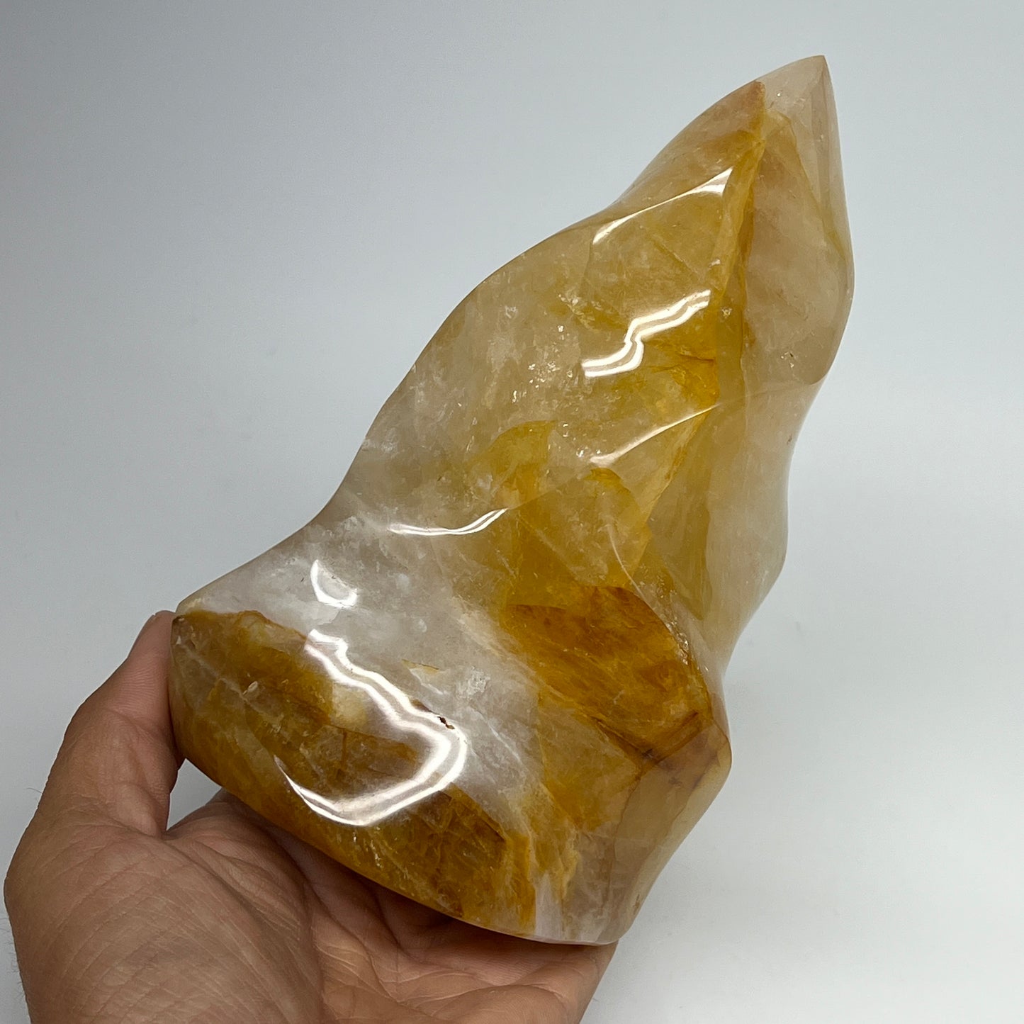 1150g,6.25"x4"x2.8" Golden Healer Quartz Flame Crystal @Madagascar, B19540