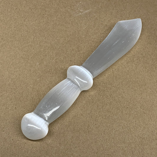 183.8g,8.5"x1.4"x0.8"Natural Selenite Crystal Knife (Satin Spar) @Morocco,B9175