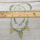 13g,2mm-25mm, Small Green Serpentine Arrowhead Beaded Necklace,19&quot;,NPH238