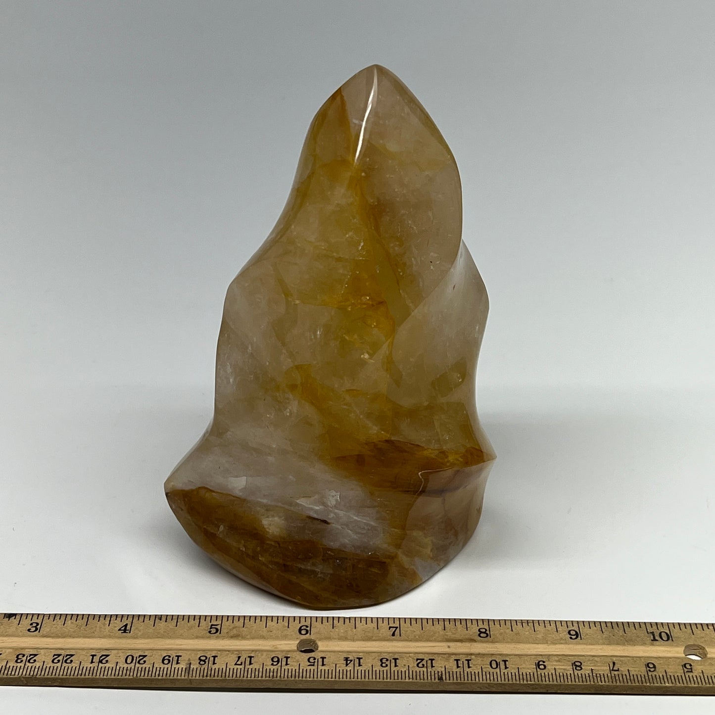 1150g,6.25"x4"x2.8" Golden Healer Quartz Flame Crystal @Madagascar, B19540