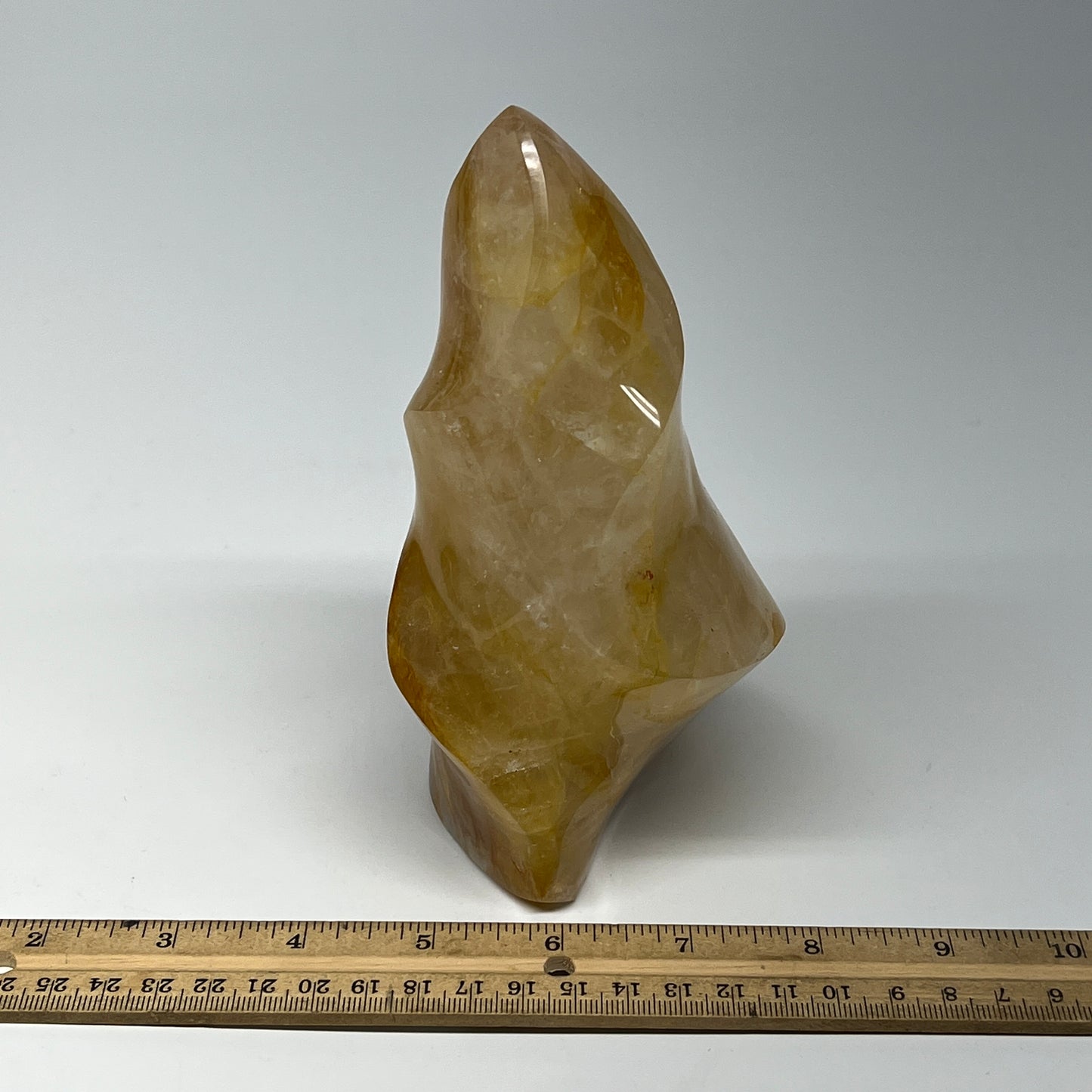 1150g,6.25"x4"x2.8" Golden Healer Quartz Flame Crystal @Madagascar, B19540
