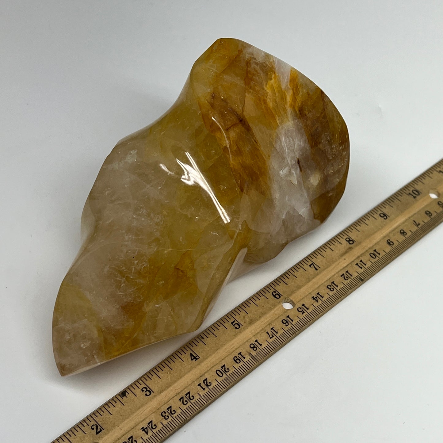 1150g,6.25"x4"x2.8" Golden Healer Quartz Flame Crystal @Madagascar, B19540