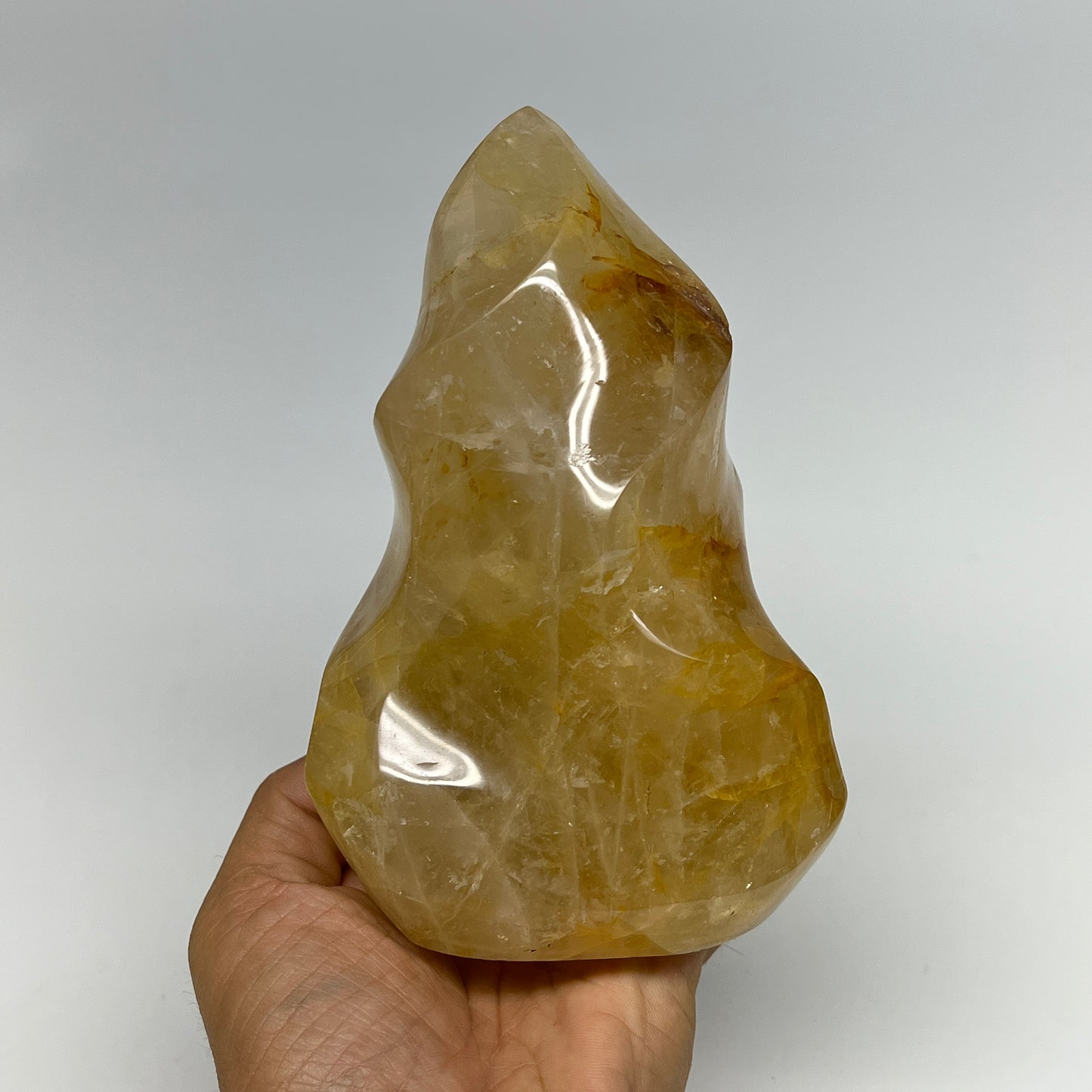 1185g,5.8"x3.7"x3.2" Golden Healer Quartz Flame Crystal @Madagascar, B19541