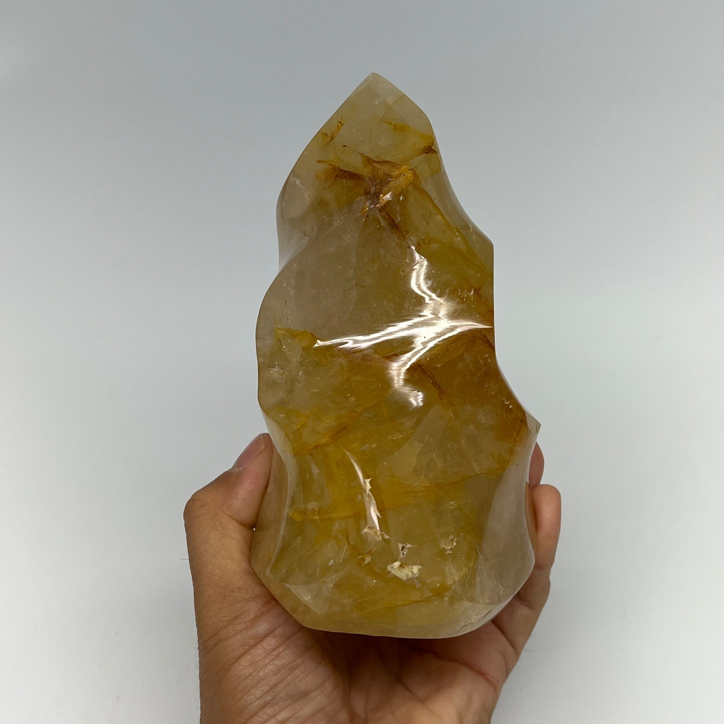1185g,5.8"x3.7"x3.2" Golden Healer Quartz Flame Crystal @Madagascar, B19541