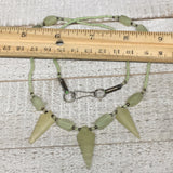 13.2g,2mm-28mm, Small Green Serpentine Arrowhead Beaded Necklace,19&quot;,NPH239