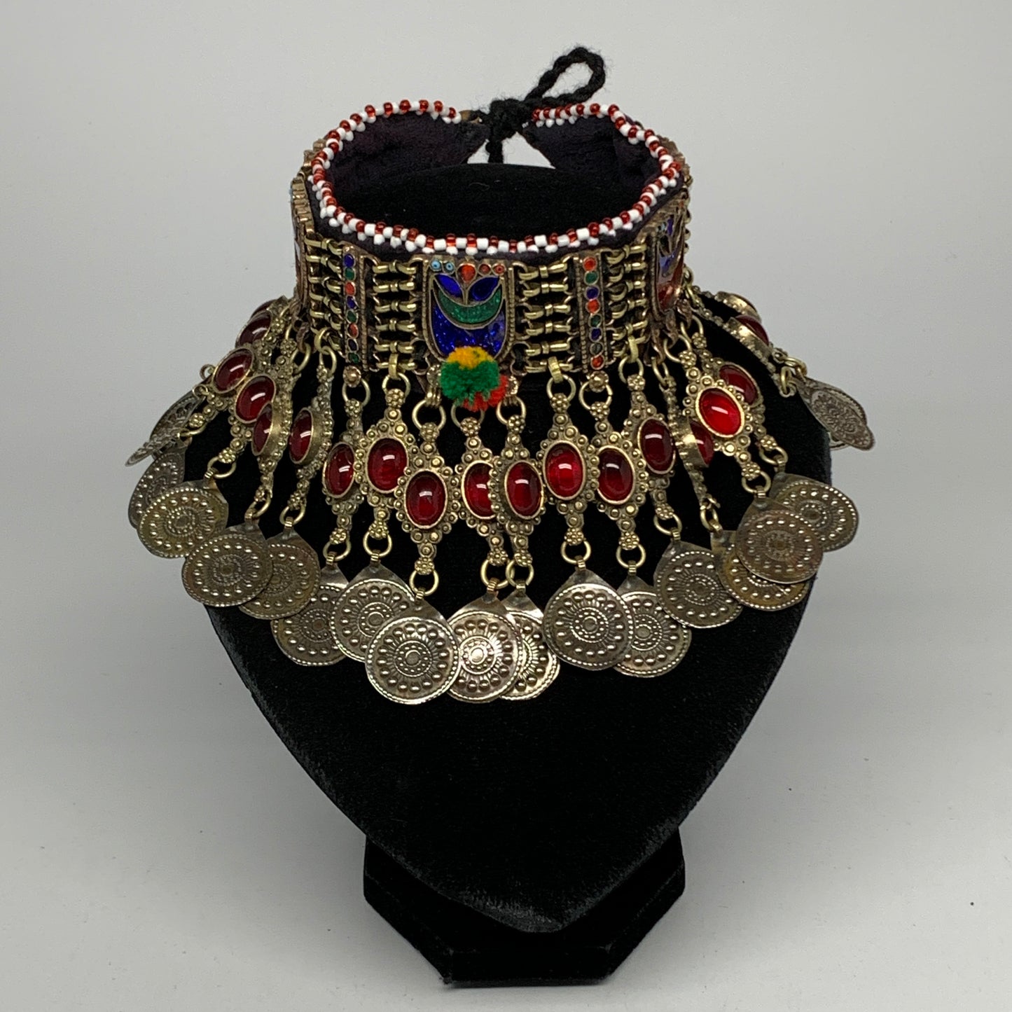 295g, 12"x4.5"Kuchi Choker Necklace Multi-Color Tribal Gypsy Bohemian,B14063